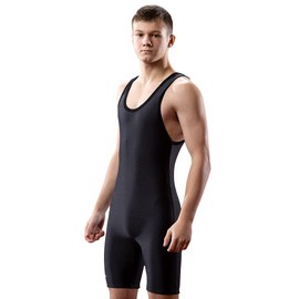 Matman Wrestling Singlet Men's Boys Timeless Standard Spandex Made in USA (Black, X-Large)