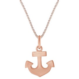 Anchor Pendant Necklace in 14K Rose Gold Over Sterling Silver