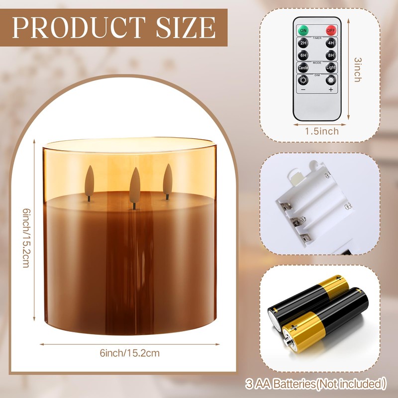 Retisee 1 Pcs 6'' x 6'' Extra Large Flameless Candles,