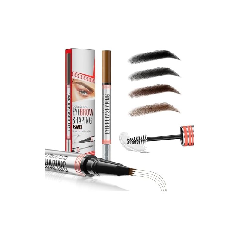 Lápiz de Cejas 2 en 1 con Gel y Cepillo,