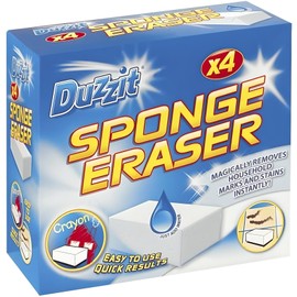 AMK® Duzzit Sponge Eraser 4 Pack Removes All Household Marks and Stains Instantly Highly Absorbent Uses Only Natural Water
