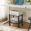 YUFAM 2 Tier Printer Stand with Storage,Under Desk Shelf Printer