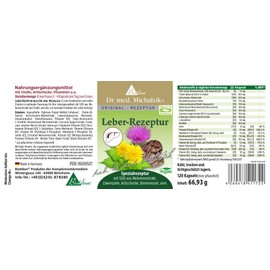 Liver formula according to Dr. Michalzik - 120 capsules - valuable ingredients in optimal dosage for your liver health with SOD from melon extract - no additives - from BIOTIKON