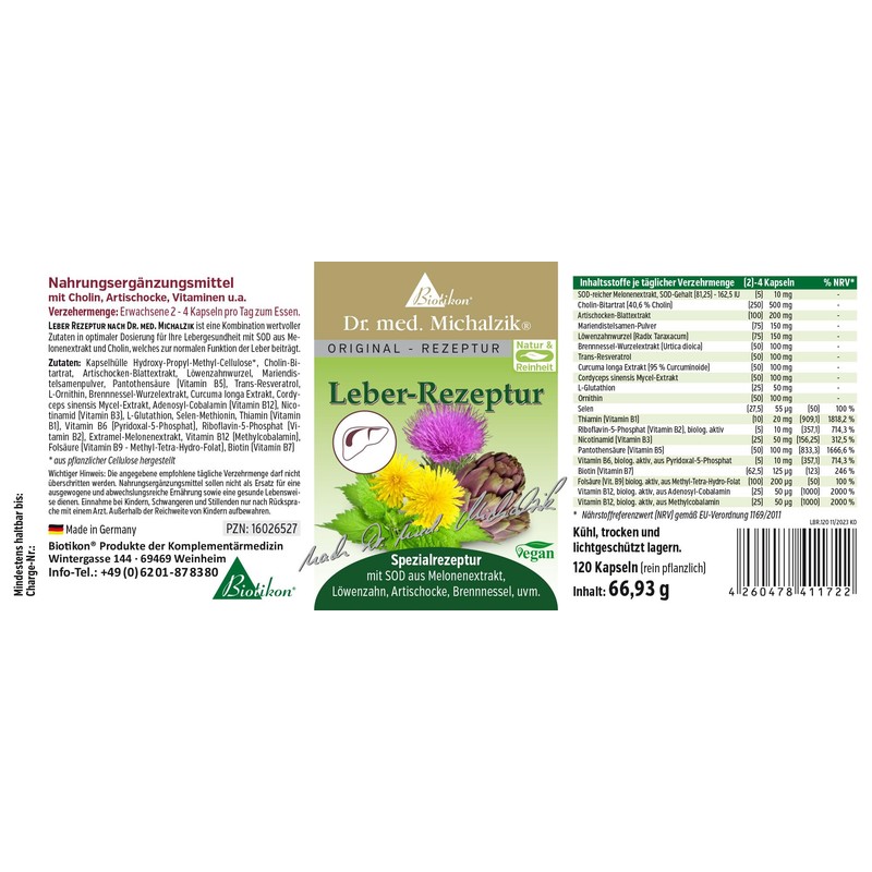 Liver formula according to Dr. Michalzik - 120 capsules -