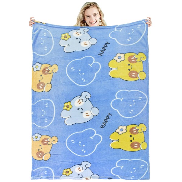 Rabbit Cartoon Blanket, Cartoon Rabbit, Flannel Fleece Throw, Warm Microfibre