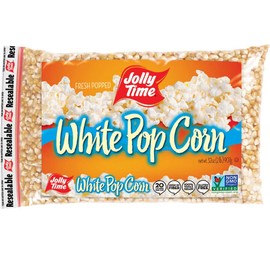 Jolly Time Unpopped Popcorn Kernels, Gourmet Popping Corn for Air Popper Machine or Stovetop, Non-GMO (White Pop Corn, 2 Pound (Pack of 4))