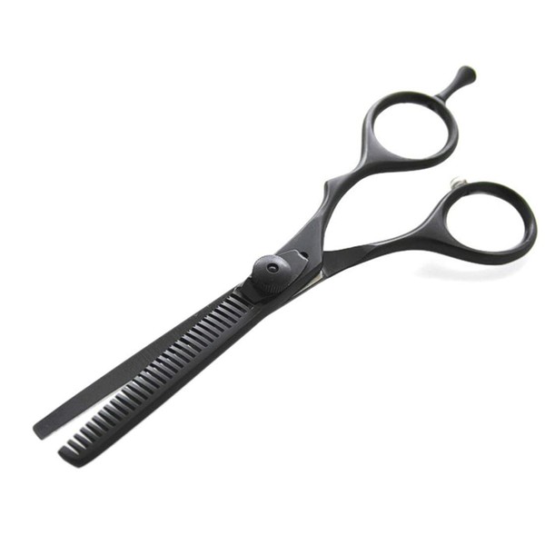 Offset Hair Thinning Scissors, Barber Thinning Scissors, Black Hairdressing Thinning Scissors for All Hair Types - Presentation Case