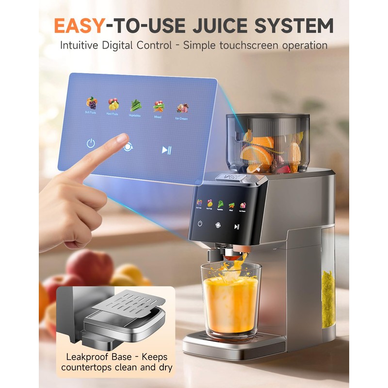VCK Cold Press Juicer - Large 5.12" Feed Chute, Easy