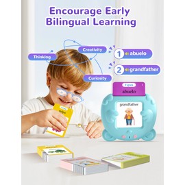 Spanish & English Talking Flash Cards for Toddlers, 510 Sight Words Bilingual Learning Toys for Children, Autism Pocket Speech Therapy Toys, Español Vocabulary Educational Flashcards