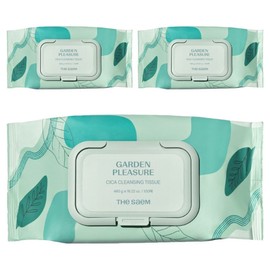 The Saem Garden Pleasure Cica Cleansing Tissue, 100 sheets, 3 pcs / 더샘 가든 플레져 시카 클렌징 티슈, 100매입, 3개