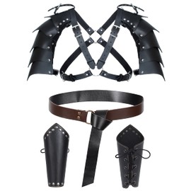 Medieval Knight Leather Belt Shawl Men Renaissance Half Shoulder Cape Scarf Buckle Bracers Retro Accessories(Type12)