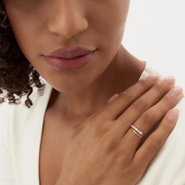 GLOQUAT 18K Gold Plated Open Twist Eternity Band Rings for Women Simulated Cubic Zirconia Eternity Bands for Women Cute Pave Anniversary Rings Dainty Statement Eternity Rings Size 6