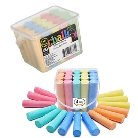 Jumbo Sidewalk Chalk Bulk 4 Pack Assorted Colors 80 Pieces Set Nontoxic Washable Outdoor w/BCL Storage Bag Art Family School Street Playground Colorful Carrying Case Easter Basket Stuffers Fillers
