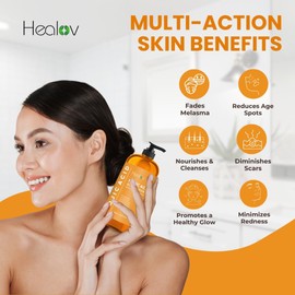 Jabón de ácido kójico para la hiperpigmentación – Gel de baño de papaya kójica para aclarar la piel – El jabón para manchas oscuras reduce el acné, las cicatrices y unifica el tono de la piel – Gel
