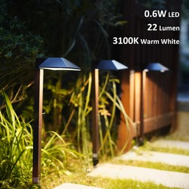 GOODSMANN Low Voltage Pathway Light Outdoor Metal Landscape Lighting 12V AC 0.6W LED Hardwired Path Light 22 Lumen 3100K Warm White Bronze Finish Walkway Lights with Connector and Spike Stake