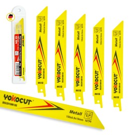 YOKOCUT Reciprocating Saw Blades for Metal 150 mm 18TPI - M42 BIM - 5-Piece Set - Precise Metal Cutting - Fast and Efficient Cutting - Robust and Durable Construction