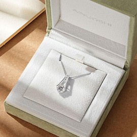 Moissanite Elongated Triangle Pendant Necklace | Lab Grown 2.0ct Diamond & Rhodium Plated Pendant | Sterling Silver Necklace for Women | Moissanite Necklaces for Women | Charm Necklaces | Non Tarnish