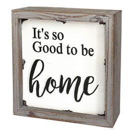 8" X 8" Wooden Home Sign Wall Decor Rustic Embossed Retro Metal and Wood Framed Sign Modern Farmhouse Wall Hanging Art Family Sign Home Décor, Its so Good to be home