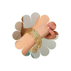Xmsrn Vintage Layered Bangle Bracelet Set Punk Stackable Bracelet Gold Thin Bangle Bracelet Set Gold Multi-Layer Bracelet for Women, Zinc, No gemstone