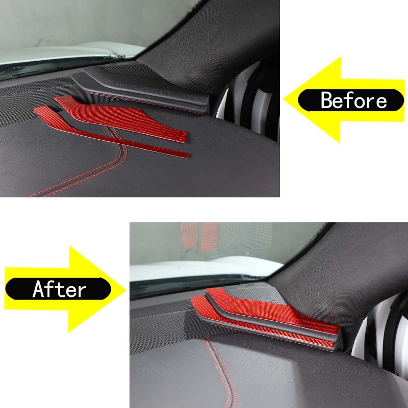 autopart2021 Red Carbon Fiber Instrument Dashboard Side Panel Trim For