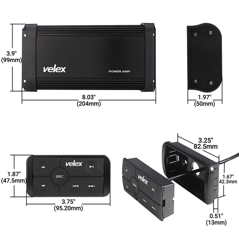 velex Powersport Class D Amp Amplifier 150W x 2 Marine