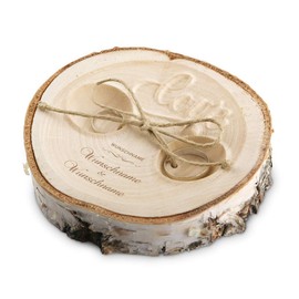 Wedding Ring Cushion Love Birch Disc Engraving Individual Approx. 11 cm Diameter – Lettering