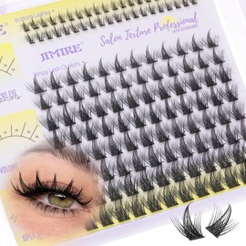 JIMIRE Lash Clusters Wispy Eyelash Clusters 10-16MM CC Curly Manga Cluster Eyelash Extensions with Bottom Lashes Anime Lash Extensions for Beginners 136Pcs Individual Lashes DIY at Home