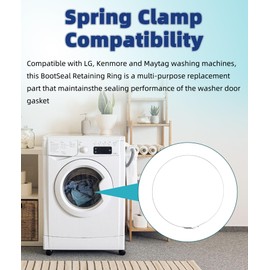 Washer Door Gasket Retaining Ring & Clamp Assembly - Outer Door Boot Seal Clamp with Spring, Prevents Water Leaks, Compatible with LG, Kenmore & Maytag Front Load Washers, Replaces ACA56078801,1525271