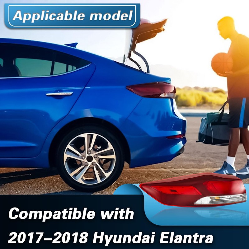 TTUN AUTO Compatible with 2017-2018 Hyundai Elantra Tail Light Outer