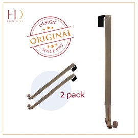 Haute Decor Adapt Adjustable Length Wreath Hanger - 2 Pack - Holds up to 20 lbs (Antique Brass) - Over The Door Holder Hook for Indoors or Outdoors