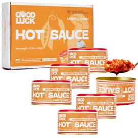 GOOD LUCK Mushroom Hot Sauce, Spicy Chili Oil and Chili Paste with High-Grade Instant Mushroom Sauce, Chopped Chili Sauce,Fresh Pepper,Soybean,Garlic,6 Cans