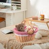 Geytetqi 14.2 Inch Natural Wicker Basket with Linen Cotton Cloth