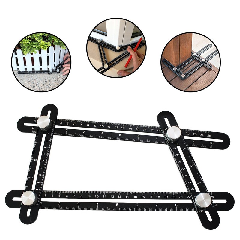 Benvo Upgraded Multi Angle Measuring Ruler Full Metal Template Tool