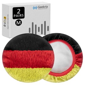 Geekria 2 Pairs Flex Fabric Headphone Covers (Product Safety Certified), Washable & Stretchable Sanitary Protectors, Compatible with Over-Ear Headsets, Sweat-Resistant(M/German Flag)
