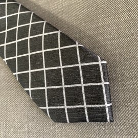 Alfani Men's Neck Tie ALFATECH Windowpane Grid Black/Grey 3" Blade