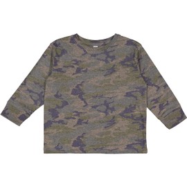 RABBIT SKINS Toddler 100% Cotton Fine Jersey Long Sleeve Tee, Vintage Camo, 5/6