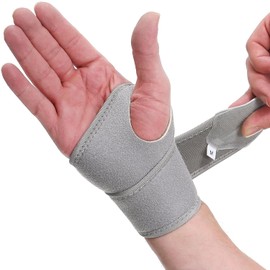 Neotech Care Wrist Band - Elastic & Breathable Fabric - Adjustable Compression Strap - Men, Women, Right or Left - Support Wrap for Protection or Sports (Grey Colour, Size S, 1 Unit)