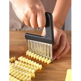 Kitchen Potato French Fry Wavy Slice Cutter Stainless Steel