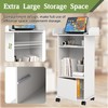 Qriocioa Podium Stand with Wheels Wooden Lectern Podium Stand Portable