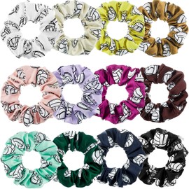 WILLBOND 12 Pieces Silk Hair Scrunchies Volleyball Sport Hair Elastic Satin Ties Bands Ponytail Holders for Players Teams Gifts Wristband Decoration Accessories Women Volleyball party(Multicolor)