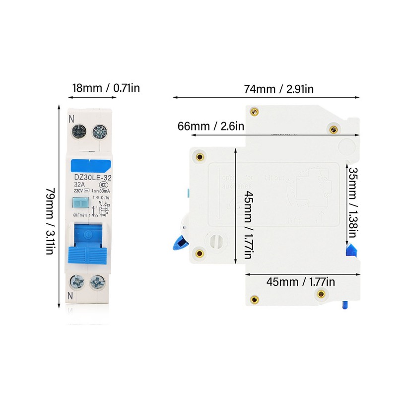 Leakage Protector Miniature Circuit Breaker DZ30LE‑32 Mini 1 Pole DIN