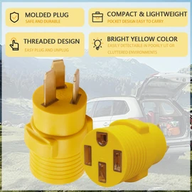 Suplevel NEMA 10-50P to 14-50R Adapter, 50Amp 3 Prong Male to 4 Prong Female, Compatible with RV, Household Appliances