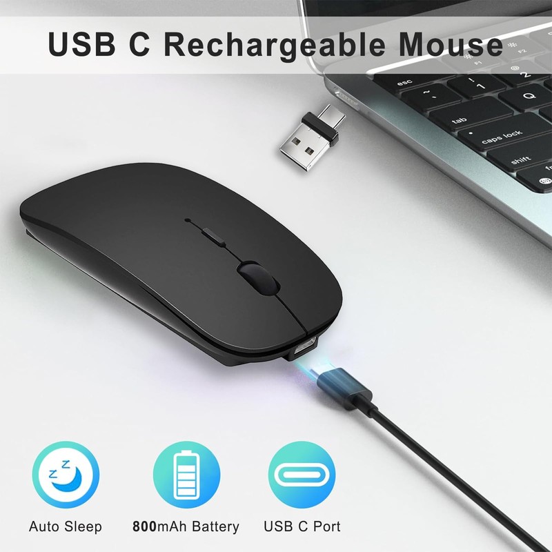 Wireless USB C Mouse for MacBook Air Surface Pro iMac