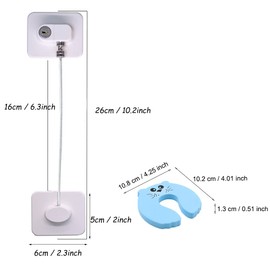 2 Pieces Window Door Restrictor, Child Safety Window Safety Child Lock for Refrigerator, with Key and 4 Pieces Door Stop, for Refrigerators, Cupboards, Washing Machine (White)