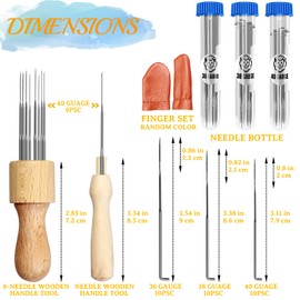 RETATON Needle Felting Tools,3 Sizes Needle Felting Kit with Wooden Handle,Awls, Finger Cot,Needle Felting Kit for Wool Felting DIY
