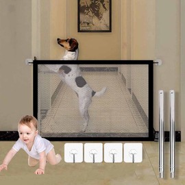 Ambolio Foldable Dog Safety Gate, Dog Door Safety Gate, Barrier for Pets, Dogs, Cats, Dog Barriers (110 x 80 cm)