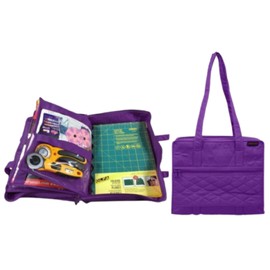 Yazzii Quilter’s Project Bag with 19 Pockets – Sewing Accessories Organizer - Sewing Supplies Organizer Tote for Quilting, Embroidery, and Sewing Purple
