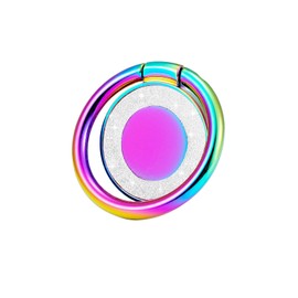 lenoup Rainbow Glitter Bling Bling Phone Ring Holder,Iridescent Sparkle Phone Ring Kickstand,Cell Phone Finger Ring Grip for Almost All Phones,Pad