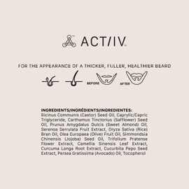 ACTIIV Thickening Beard Oil (Unscented) | Promotes Thicker Fuller Beard Growth, Nourishes & Softens Facial Hair, Lightweight Non-Greasy Formula, Vegan, Plant-Based, All Beard Types, 30 mL / 1 oz