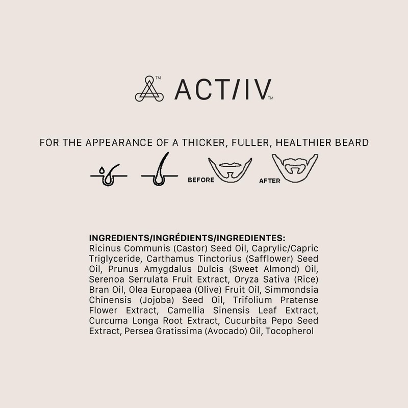 ACTIIV Thickening Beard Oil (Unscented) | Promotes Thicker Fuller Beard
